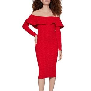 BCBGeneration Off-the-Shoulder Dress in Red